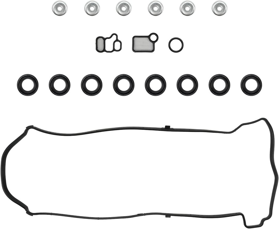 KAX VS50614R Engine Valve Cover Gasket & Gromets & Spark Plug Tube Seals & VTEC Solenoid Gasket Fit for Honda Civic 2002-2015, CR-V 2002-2014, Accord 2003-2012,Element Crosstour, Acura TSX RDX RSX ILX