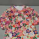 70s Hippie Dress for Girls, 1970s Outfits Peace Sign Necklace Headband, 60s Themed Party Costumes for Kids (Flower Power Pink, 5-6 Years)