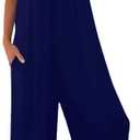 Women's Summer Casual Loose Tank Jumpsuit Sleeveless Crewneck Long Pants Jumpsuit Romper with Pockets (Large, Dark Blue)