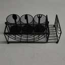 Metal Utensil Caddy with 5 Compartments, Black Mesh Silverware Caddy Organizer, Flatware Storage Holder for Napkins, Plates, Party, Camping, Picnic, Buffet, RV, BBQ, Kitchen, Countertop