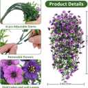 2 x 4 Pcs Artificial Hanging Flowers for Outdoors, Mixed Purple | Realistic fake silk flowers, UV resistant, faux plants, for outside home patio garden balcony yard front door porch decor