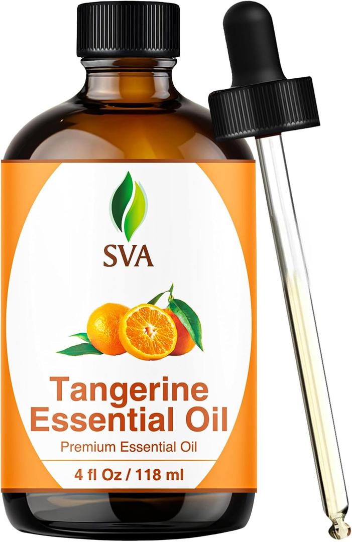 SVA Tangerine Essential Oil, Glass Bottle with Dropper, 4 Fl Oz (118 ml), BBD 12/31/2027