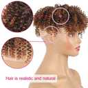 Afro Kinky Curly Toppers for Women - Synthetic Ombre Brown Top Hair Pieces Clip on With Bangs, Convertible Toupee & Tooper for Thinning Hair, Short Curly, 30#