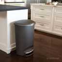 simplehuman 50 Liter / 13 Gallon Semi-Round Kitchen Step Trash Can with Secure Slide Lock, Grey Plastic
