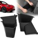 YHTAUTO 2 Pcs Trunk Side Organizer Storage Box with Lids Fit for Tesla Model Y Accessories 2022 2023 2024 Rear Trunk Storage Bins Flocking Waterproof Odorless (For 5-Seater, Not For 7-seat)