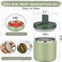 Pawtong 19oz Insulated Vacuum Food Jar with Buckle Lid Wide Mouth Soup Thermo for Hot Food Kids Leakproof Stainless Steel Lunch Container- Green-1Pack