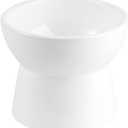 Elevated Cat Water Bowl - Raised Ceramic Cat Food Dish - Anti Vomiting - Extra Wide Whisker Friendly - Microwave & Dishwasher Safe - 6.1 inch - 18.5 oz - 550 ml