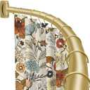 YNL Curved Shower Curtain Rod 35-82In(2.9-6.8Ft), Gold Round Rustproof Shower Rod for Bathroom Bathtub, Adjustable Arched Shower Curtain Rod, Never Rust|Extra Space|Non-Slip|Expandable|Need to Drill.