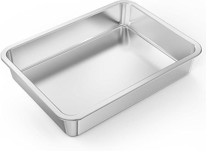 onlyfire Stainless Steel Baking Pan Barbeque Grilling Pan for Baking Breads, Grilling Chicken, Vegetables,15.5" X 11.6" X 2.8"