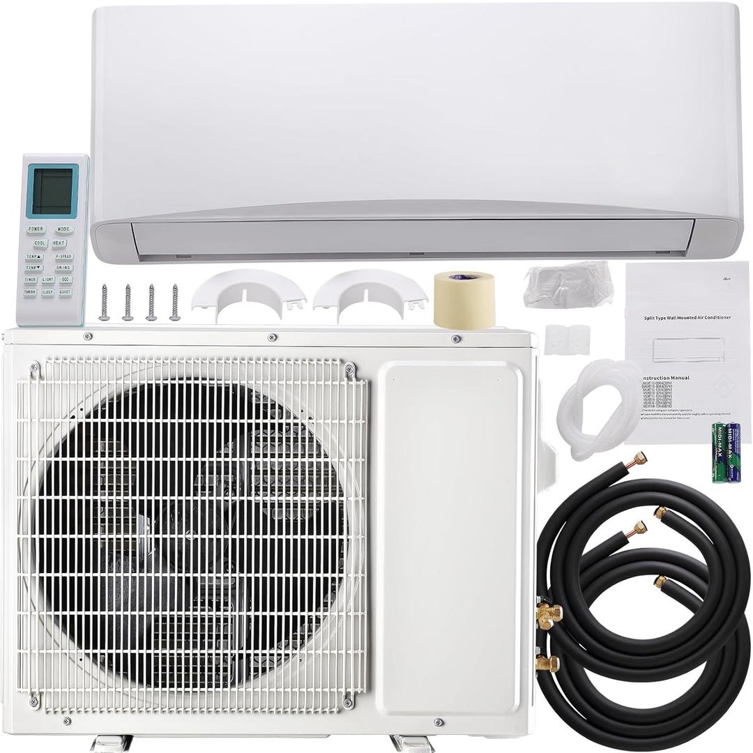 Sweetcrispy 12000 btu Mini Split Unit AC/Heating System, 208-230V Minisplit Wall Mount Air Conditioner, ECO Energy Saving Split AC Unit with Remote Control Dehumidifier Quiet Operation, SEER2 17