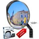 12" Convex Mirror Outdoor & Indoor  Acrylic Safety Traffic Mirror for Wall with Adjustable Swivel; 130 Concave Reflector for Blindspots; Curved Driveway & Parking Reflector for Garage