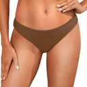 Tempt Me Women Low Rise Bikini Bottoms - Moderate Coverage Bathing Suit Bottoms Low Waisted Swimsuit Bottoms Brief 2025 (Small, Brown)