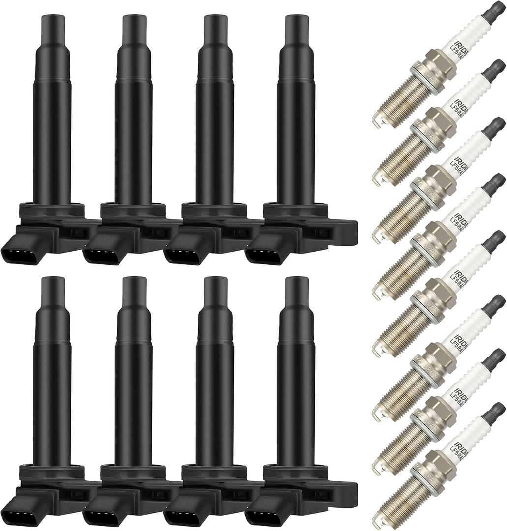 OCPTY Ignition Coil Coils Pack iridium Spark Plugs fits UF493 UF-230 IC573 for Toyota for Lexus for Land Cruiser Sequoia LX470 4.7L V8 set of 8