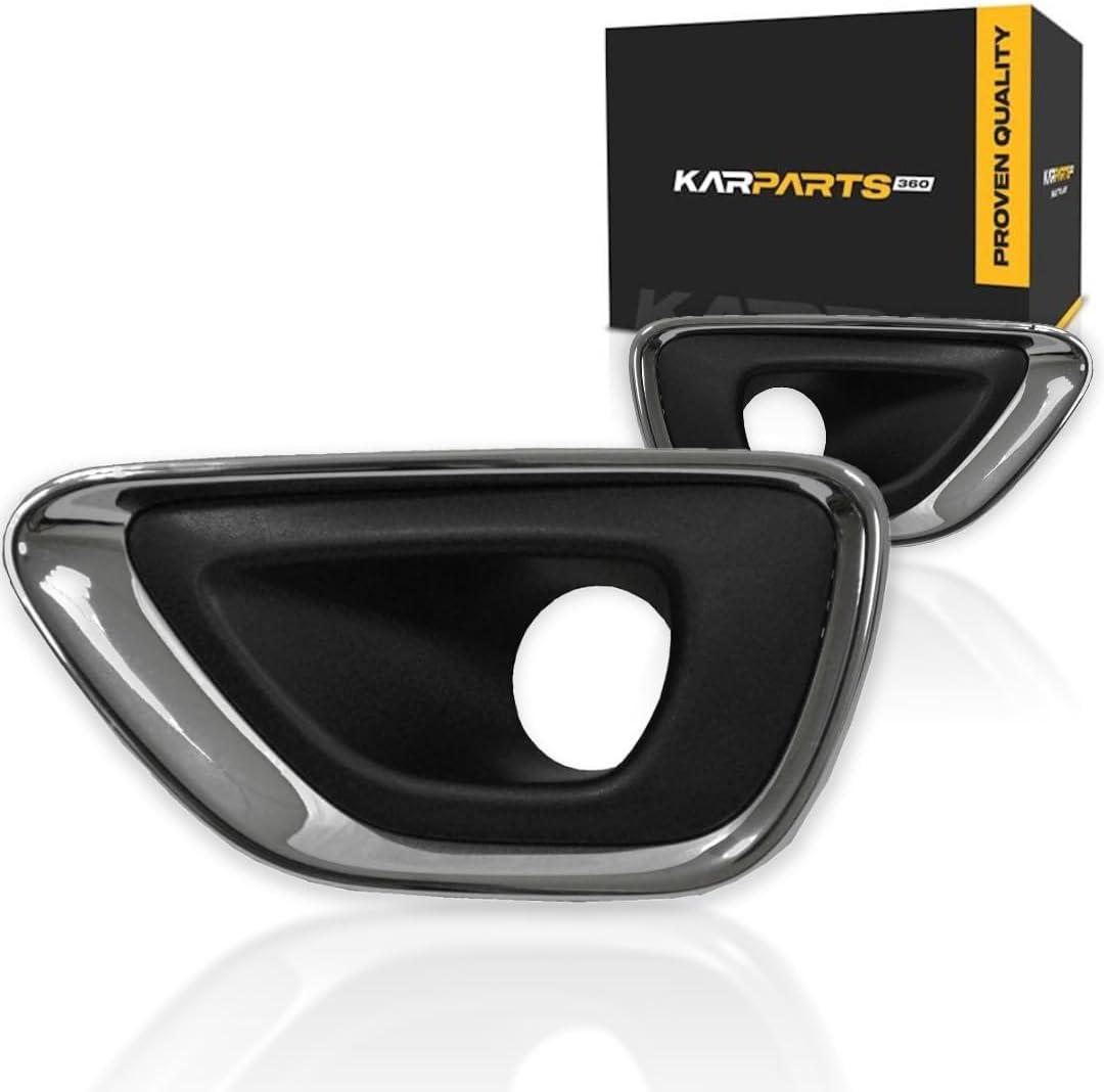 KarParts360 For Jeep Grand-Cherokee Fog Light Trim 2014 2015 2016 Driver and Passenger Side Pair/Set | Black and Chrome | w/Chrome Trim | DOT/SAE | CH1038147, CH1039147
