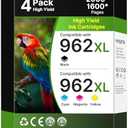 WISETA 962XL Ink Cartridges for HP Printers Replacement for HP 962XL Ink Cartridges Combo Pack 962XL 962 Work for OfficeJet 9010 Series Pro 9010, 9020 Series Printers, Black Cyan Magenta Yellow 4 Pack