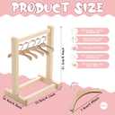 Suclain Mini Wooden Cookie Hangers and Rack Display Stand for Baby Shower Bridal Shower with 6 Hangers, Wood Cookie Rack with Faux Flowers, Vines, Ribbon and Treat Bags for Candy Table Wedding(Pink)