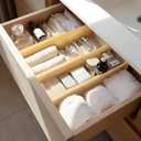 VaeFae 3 Pack Bamboo Drawer Dividers, 4" High Adjustable 16.6" - 21.8" Clothes Drawer Organizers, Expandable Separators for Bedroom/Bathroom/Kitchen/Office Storage