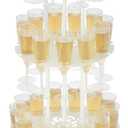 Metal Champagne Flute Holder Stand for Party – 3-Tier Champagne Tower Display Holds 32 Glasses, Champagne Stand Holder for Wedding, Event, Celebration (White)