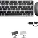 Macally Apple Wireless Keyboard and Mouse for Mac - Dual Mode (Bluetooth + Wired) - Multi-Device, Rechargeable - Mini Wireless Keyboard and Mouse Combo for MacBook, iPad, Mac Mini/Air/Pro (Space Gray)