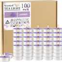 Purple Scented Tealight Candles - 100 Pack Votive Candles Bulk - Lavender Fragrance Tea Light Candle Gift Set for Holiday, Wedding and Home - 4 Hour