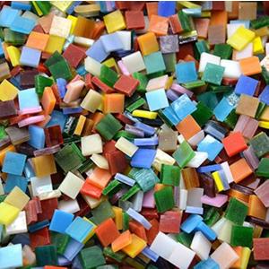 Lanyani 800 Pieces Mosaic Tiles Stained Glass - Assorted Colors for Art Craft and Home Decorations - 500g/1.1lb (Rainbow Square (Opaque-1.1lb))