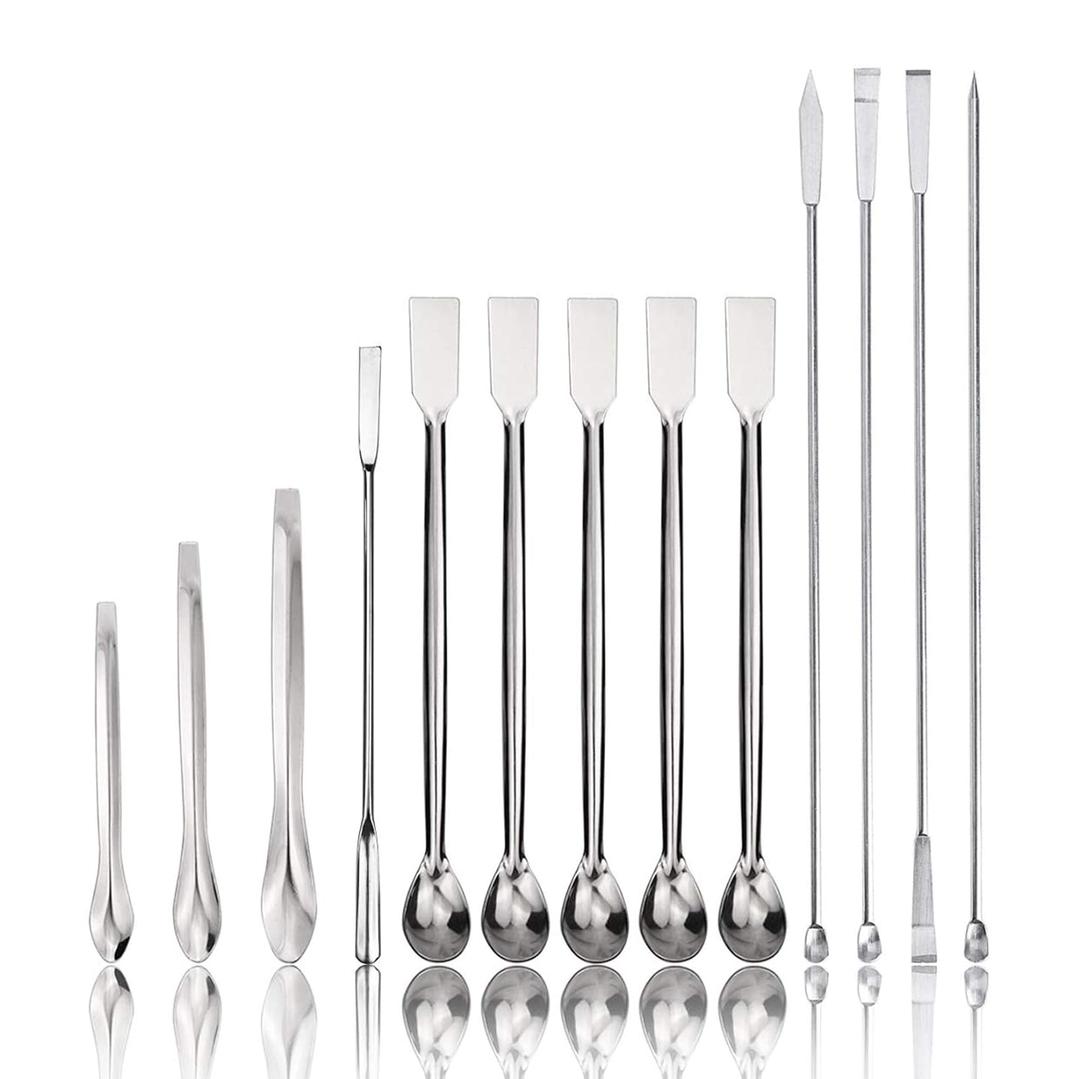 15Pcs Stainless Steel Lab Spatula Micro Scoop Reagent Laboratory Mixing Spatula 22cm Long Sampling Spoon