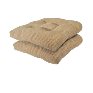 Arlee Chair Cushions for Dining Chairs, Set of 2 - Memory Foam Chair Pads, Non-Skid Backing - Durable Thick Seat Cushions for Kitchen, Office, Patio, 15.5" L x 15.5" W, Bamboo Tan