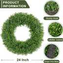 24Inch Spring Wreaths for Front Door OutsideGreen Wreath Boxwood Wreaths Realistic Spring Summer Front Door Wreath for Wall Window Porch Farmhouse Garden Wedding Party Home Decor