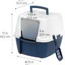 IRIS USA Cat Litter Box Large with Front Door Flap, Covered Enclosed Litter Box Enclosure with Scoop, Handle & Buckles for Portability & Privacy, Hidden Litter Pan, Navy