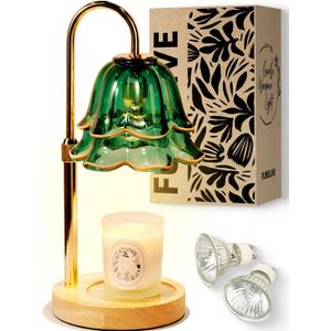 Flower Candle Warmer Lamp with Timer Dimmable Green, Adjustable Height Candle Warming Light, Wax Melt Warmer Candle Lamp for Jar Candles, Mothers Day Birthday Housewarming Gifts for Women Mom