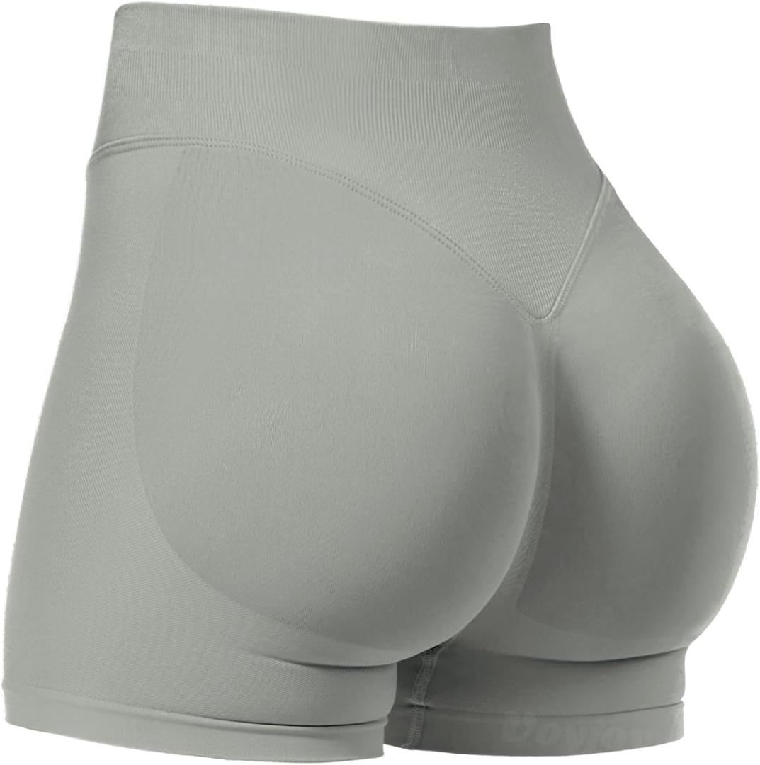 VOYJOY Women Workout Impact Shorts 2.5"/ 3.6"/ 4.5"/ 6" Scrunch Butt Lifting Gym Seamless Booty Biker Shorts (X-Small, Light Grey)