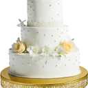 Wenqik Gold Cake Stand 16 Inch Round Metal Cupcake Dessert Wedding Cake Stand Cookies Display Holder with Modern Design Fruit Serving Tray for Table Wedding Birthday Anniversary Party