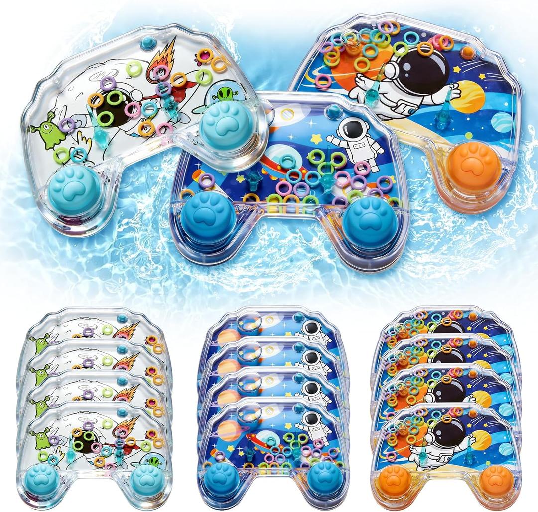 Cleboen 12 Pack Handheld Water Games for Kids, Water Ring Toss Handheld Games Space Party Favors Goodie Bag Stuffers Classroom Rewards for Boys Girls, Stress-Relief Car Games Travel Toys for Kids