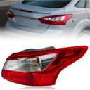 Right Tail Lights Assembly Fit for 2012 2013 2014 Ford Focus 4-Door Sedan,Taillamp Rear Brake Tail lamp Passenger Side Red Lens with Bulb Replace for FO2819151