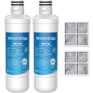 Waterdrop LT1000PC ADQ747935 Refrigerator Water Filter and Air Filter, Replacement for LG® LT1000P®, LMXS28626S, LFXS26973S, LFXS26596S, LFXS28596S, ADQ74793501, ADQ74793502 and LT120F®, 2 Combo