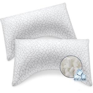 COZSINOOR Side Sleeper Pillows King Size Set of 2 for Sleeping - Crescent Adjustable Shredded Memory Foam Pillows 2 Pack, Cooling Bed Pillow for Back and Stomach Sleepers, Breathable Washable Cover