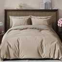 CGK Unlimited Duvet Cover Twin/Twin XL Size Set - Extra Soft Duvet Cover 68 x 90 with 1 Pillow Sham - Hotel Quality, Fade Free w/Zipper Closures & Ties - Bedding and Bed Linens Set (Heathered Beige)