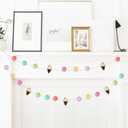 Ice Cream Felt Ball Garland, Colorful Ice Cream Pom Pom Garland for Summer Party Favor Decorations