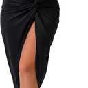 GORGLITTER Women's Twist Swimsuit Wrap Skirt Cover Up High Slit Swim Sarong Coverups (Medium, Black)