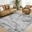 6x9 Washable Area Rugs for Living Room, Non-Slip Soft Large Rugs for Bedroom Dining Room, Modern Abstract Low Pile Stain Resistant Carpet for Laundry Office Home Decor - Dark Gray