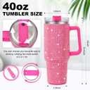 40 oz Tumbler with Handle and Flip Straw Lid, Insulated Leak Proof Double Walled Stainless Steel Rhinestone Diamond Studded Bling Travel Mug Tumblers, Maintains Cold Ice and Heat for Hours