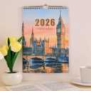 2 x 2026 calendar-wall calendar January-December Calendar World Famous Buildings Theme wall calendar 11.7 x 8.2 Wall Calendar ffor Office Home Planning & Organizing