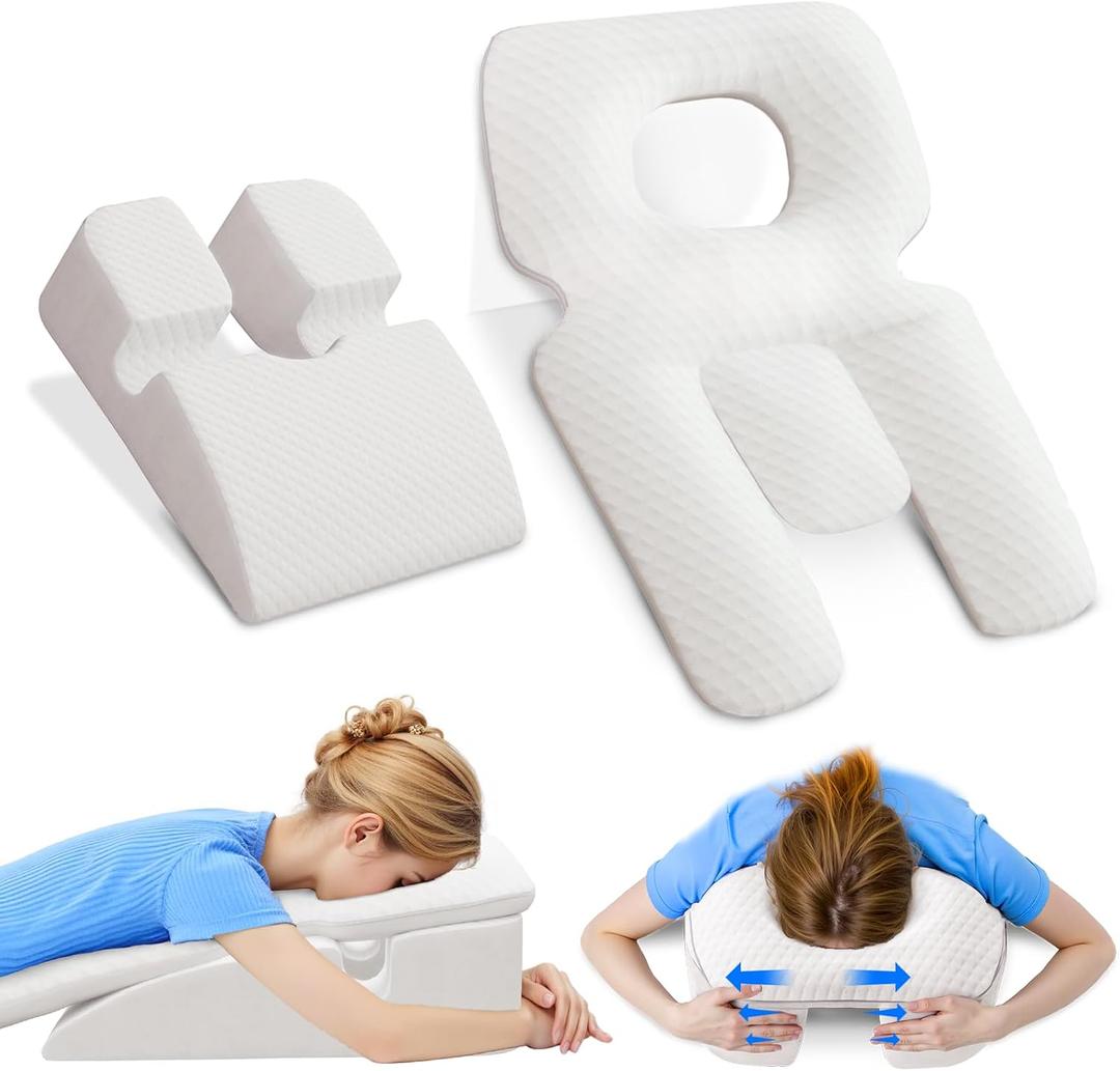 Post Surgery Face Down Pillow Set, BBL Pillows After Post Eye Surgery Recovery, Memory Foam Pillow with Removable Cover