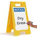 SmartSign 25 x 12 inch Notice Write-On Two-Sided Folding Floor Sign, Dry Erase, Digitally Printed Polypropylene Plastic, Multicolor, Made in USA