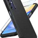FNTCASE for Galaxy A15-5G Phone Case - Samsung A15 5G Military Grade Drop Protection, 14ft Drop Tested, Screen Protector Included, Anti-Slip Matte Textured, TPU+PC Dual Layer Shockproof Cover (Black)