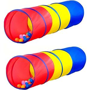 2 Pack Pop Up Tunnel TentTunnel Tent, Collapsible Gift,Indoor Outdoor (Red,Yellow,Blue)