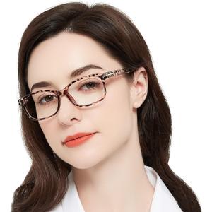MARE AZZURO Lightweight Reading Glasses Women Retro Rectangle Readers 1.0 1.25 1.5 1.75 2.0 2.25 2.5 2.75 3.0 3.5 4.0 5.0 6.0 (Leopard)