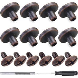 YORANYO 30Sets Chicago Screws Leather Rivets Screw Rivets Metal Studs for Clothing Chicago Binding Screws Spike and Studs for Decorate Repair Shoes Belts Bag Purse Dog Collar Clothing (Antique Copper)