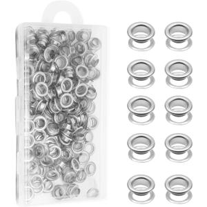 Biaungdo 1/4" Eyelets, Silver Grommets Eyelets, Metal Eyelets with Washers for Canvas, Shoes, Clothing, Fabric, Leather and Bag, 100 Sets (Silver)