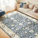 WITSHOCK 8x10 Area Rugs for Living Room: Machine Washable - Non Slip Modern Abstract Rug for Bedroom Dining Room - Stain Resistant for Household - Pet Owners (Blue) (Blue/Cream White/Light Ivory)